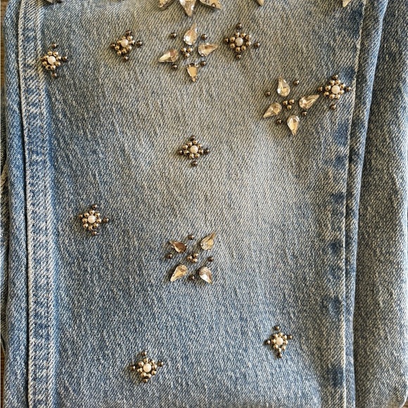 All Saints Light Blue Embellished Straight Leg Jeans - Picture 9 of 9